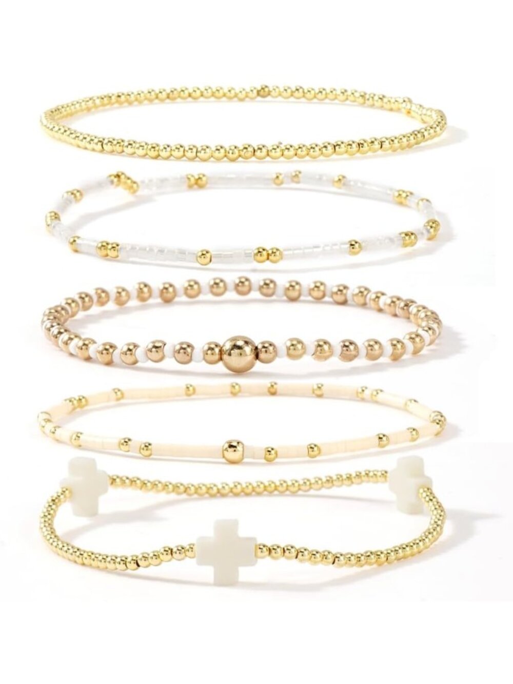 Stackable Gold Beaded Bracelets for Women | Boho Christian Jewelry & Gifts